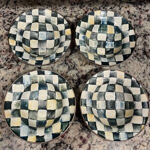Mackenzie-Childs Vintage Courtly Check Victoria and Richard set of 4 Bowls. HTF!